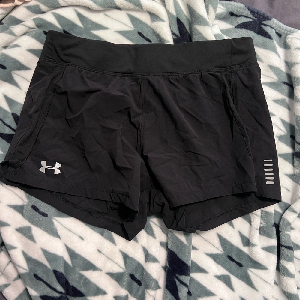 Under Armour Black Athletic Shorts with Reflective Stripes